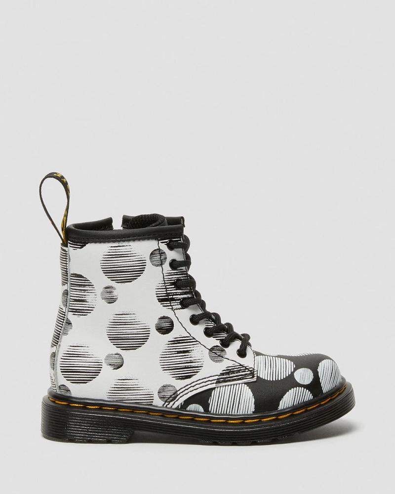 Dr Martens Toddler 1460 Polka Dot Læder Snørestøvler Børn Sort | DK 703SGL